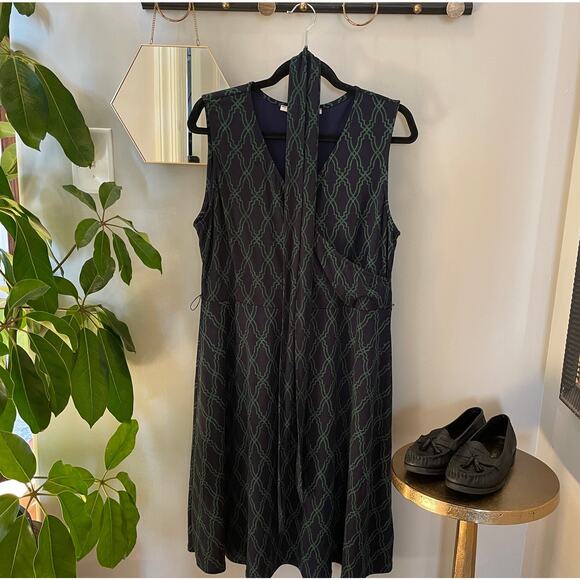 41 Hawthorn XL Wrap Dress | Navy Green Geometric Sleeveless Business Capsule EUC - Picture 4 of 8